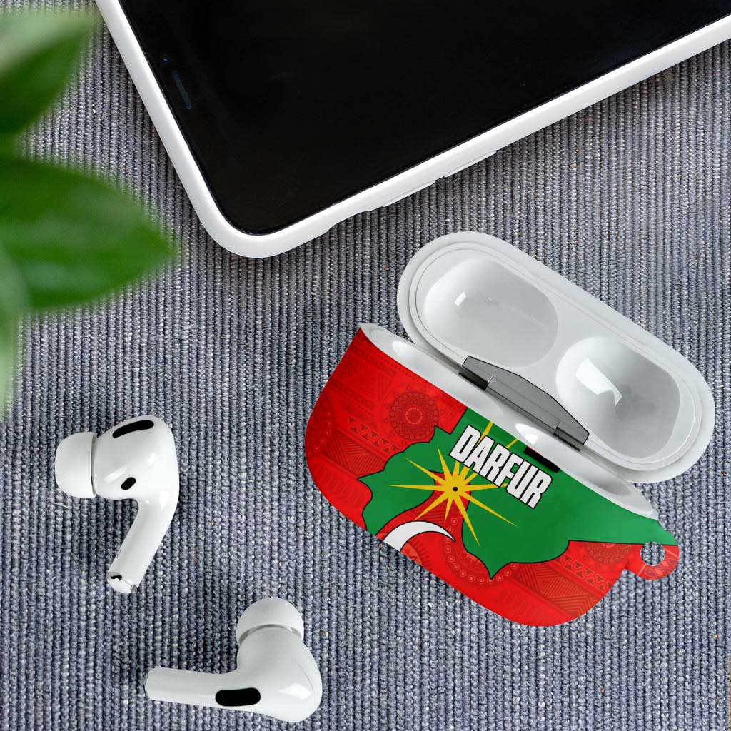 Darfur Sudan AirPods Case with Red Green Yellow Crescent Star - Wonder Print Shop