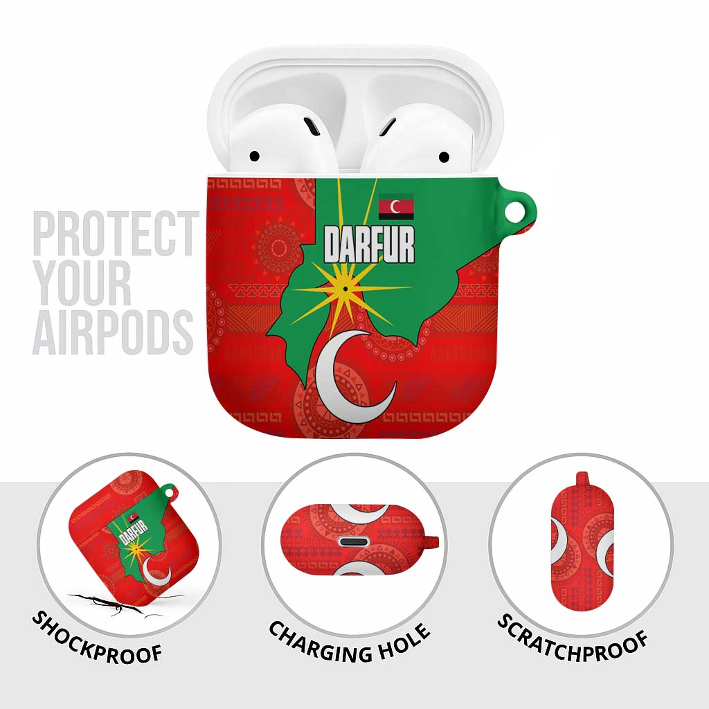 Darfur Sudan AirPods Case with Red Green Yellow Crescent Star - Wonder Print Shop