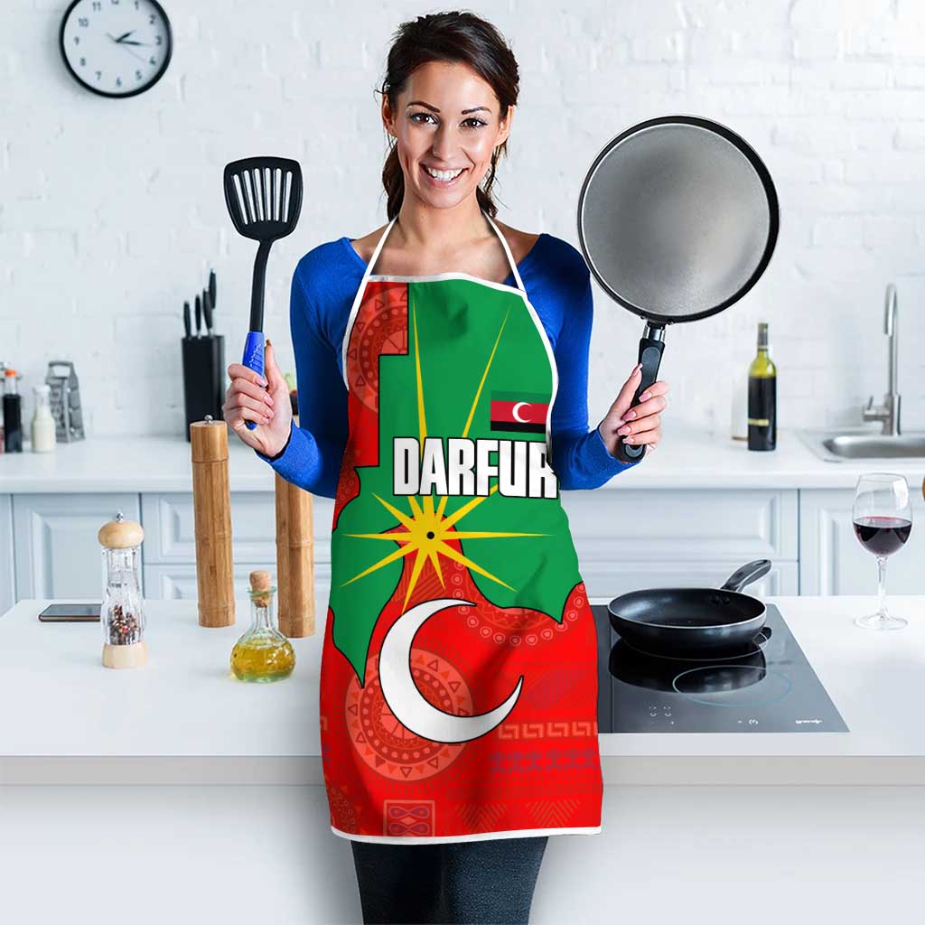 Darfur Sudan Apron with Red Green Yellow Crescent Star - Wonder Print Shop