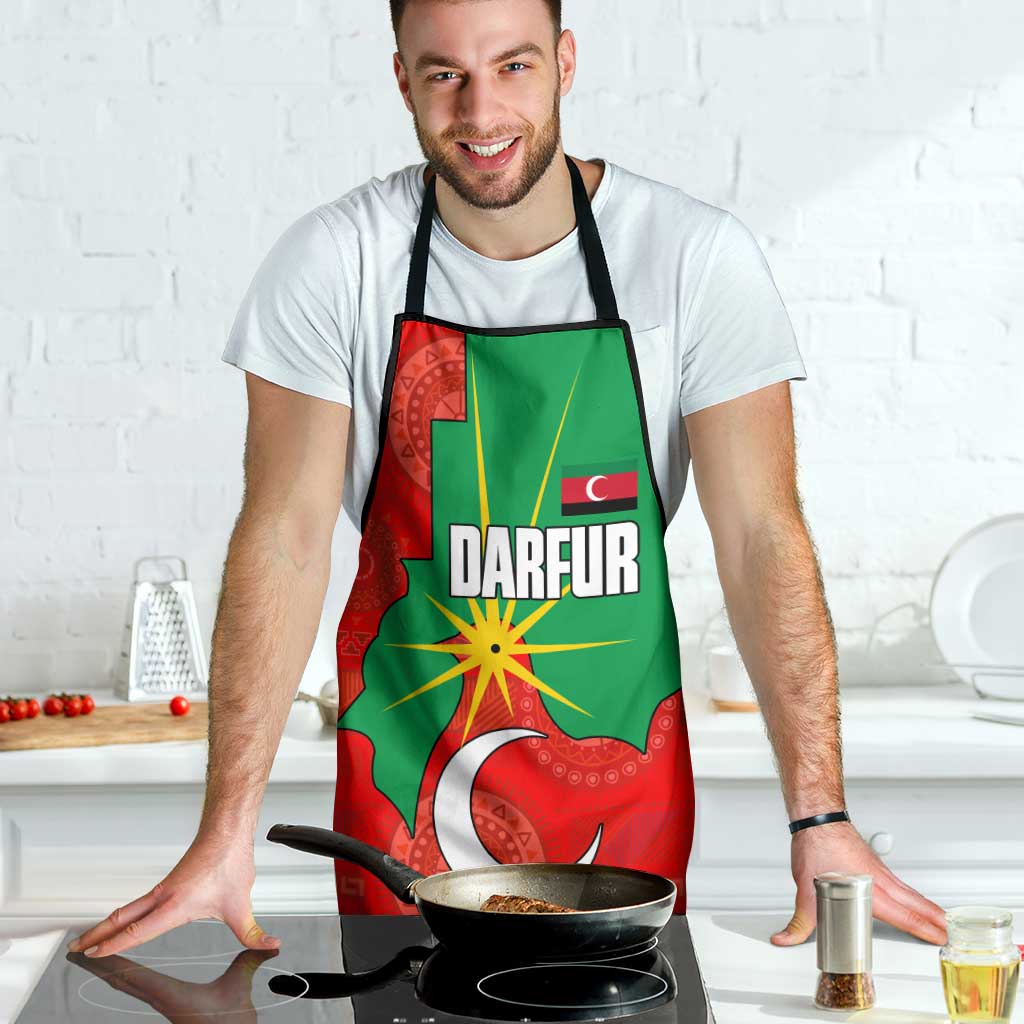 Darfur Sudan Apron with Red Green Yellow Crescent Star - Wonder Print Shop