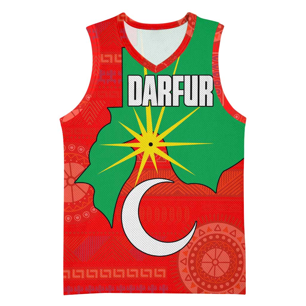 Darfur Sudan Basketball Jersey with Red Green Yellow Crescent Star - Wonder Print Shop