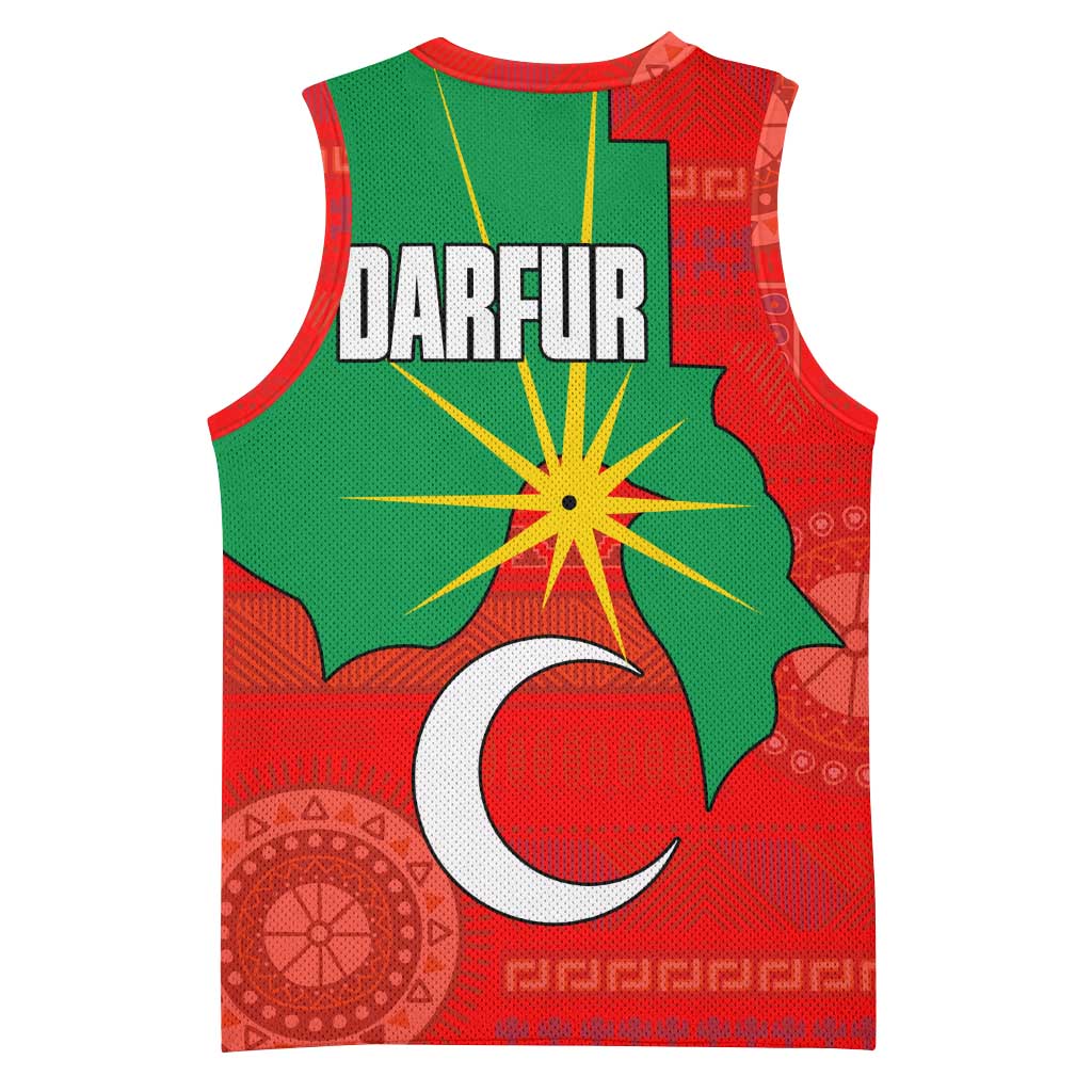 Darfur Sudan Basketball Jersey with Red Green Yellow Crescent Star - Wonder Print Shop
