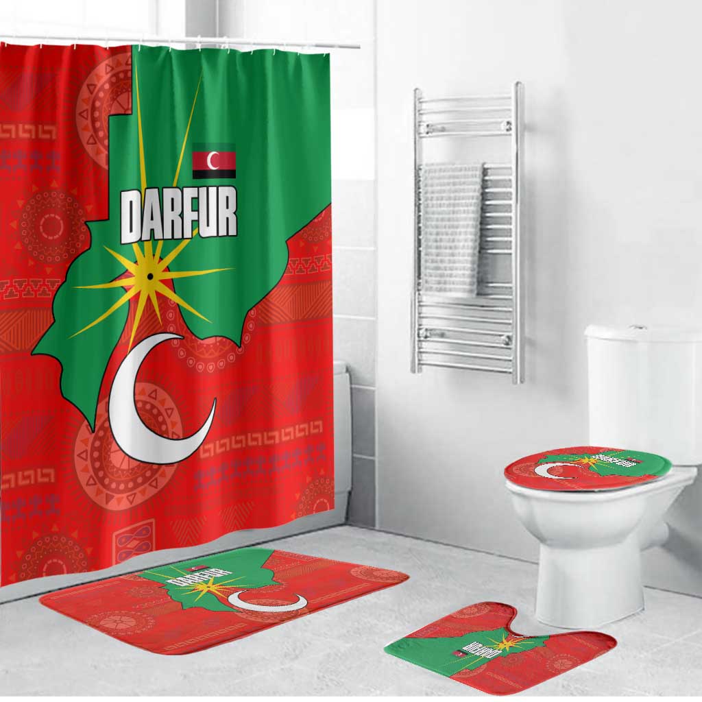 Darfur Sudan Bathroom Set with Red Green Yellow Crescent Star - Wonder Print Shop