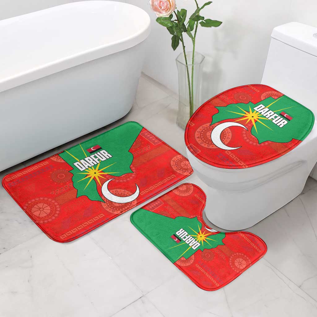 Darfur Sudan Bathroom Set with Red Green Yellow Crescent Star - Wonder Print Shop