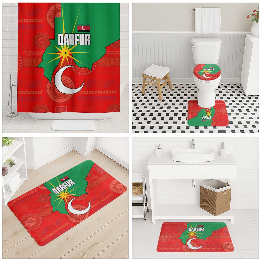 Darfur Sudan Bathroom Set with Red Green Yellow Crescent Star - Wonder Print Shop