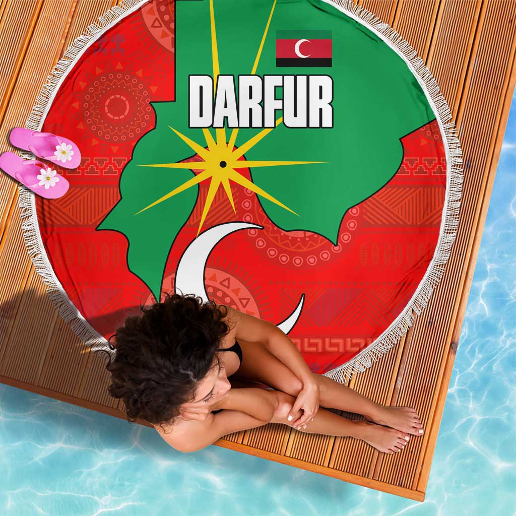 Darfur Sudan Beach Blanket with Red Green Yellow Crescent Star - Wonder Print Shop