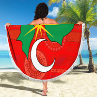 Darfur Sudan Beach Blanket with Red Green Yellow Crescent Star - Wonder Print Shop