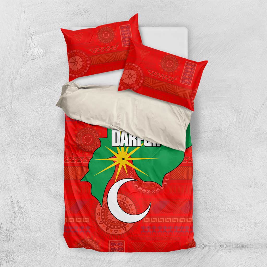 Darfur Sudan Bedding Set with Red Green Yellow Crescent Star - Wonder Print Shop