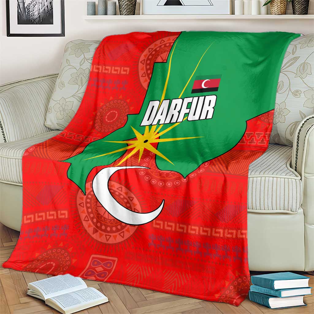 Darfur Sudan Blanket with Red Green Yellow Crescent Star - Wonder Print Shop