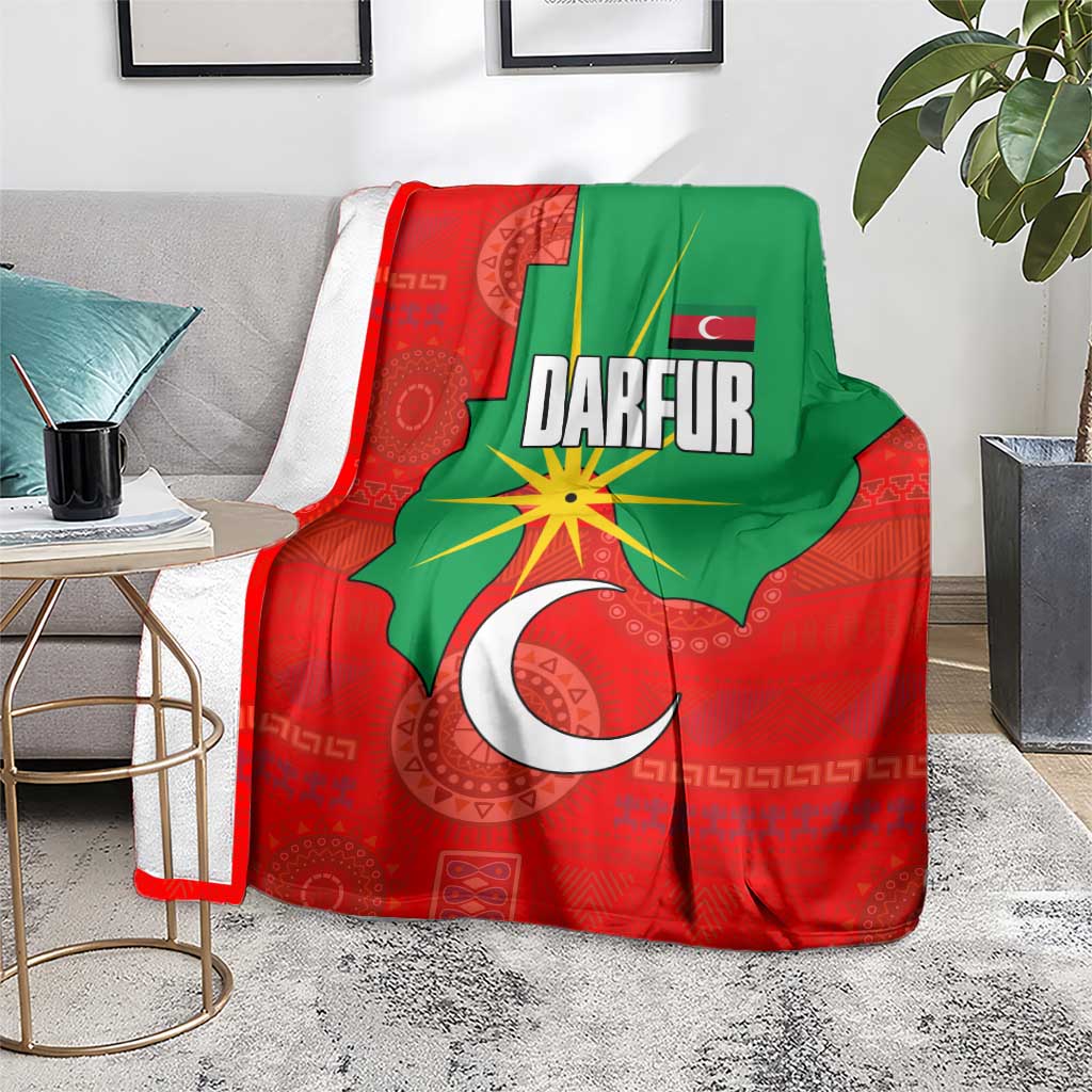 Darfur Sudan Blanket with Red Green Yellow Crescent Star - Wonder Print Shop