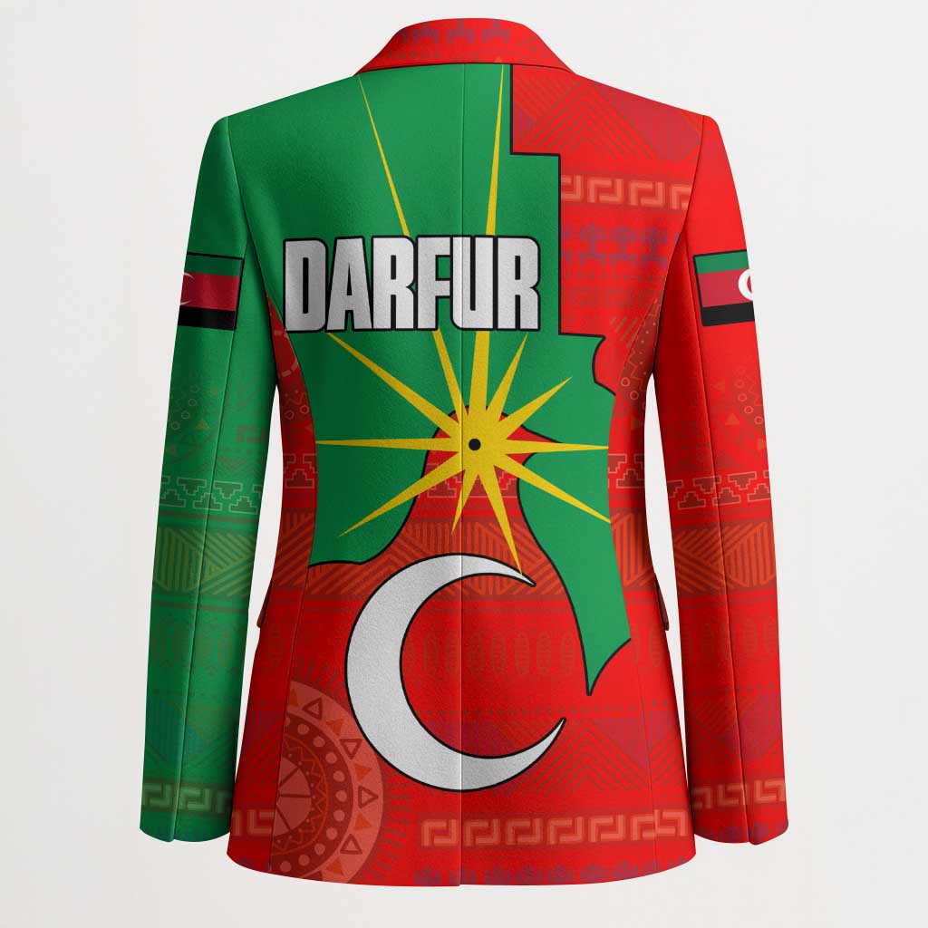 Darfur Sudan Blazer with Red Green Yellow Crescent Star - Wonder Print Shop