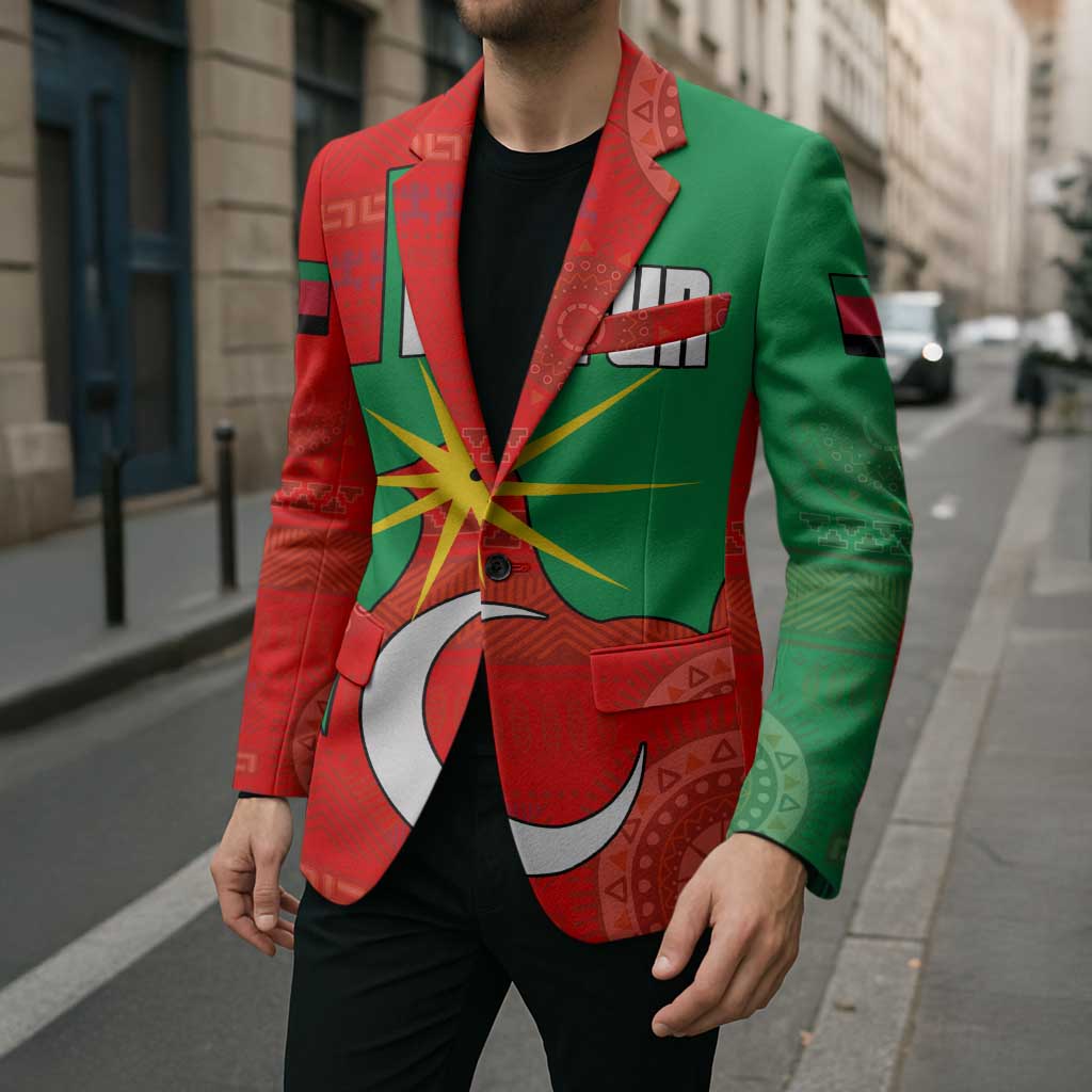 Darfur Sudan Blazer with Red Green Yellow Crescent Star - Wonder Print Shop