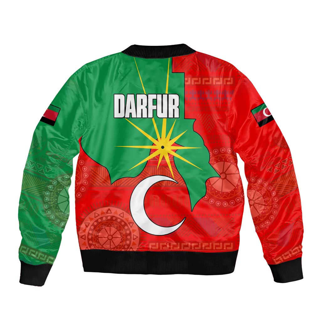 Darfur Sudan Bomber Jacket with Red Green Yellow Crescent Star - Wonder Print Shop