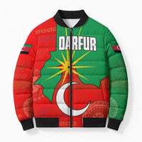 Darfur Sudan Bomber Puffer Jacket with Red Green Yellow Crescent Star - Wonder Print Shop