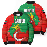 Darfur Sudan Bomber Puffer Jacket with Red Green Yellow Crescent Star - Wonder Print Shop