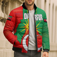 Darfur Sudan Bomber Puffer Jacket with Red Green Yellow Crescent Star - Wonder Print Shop