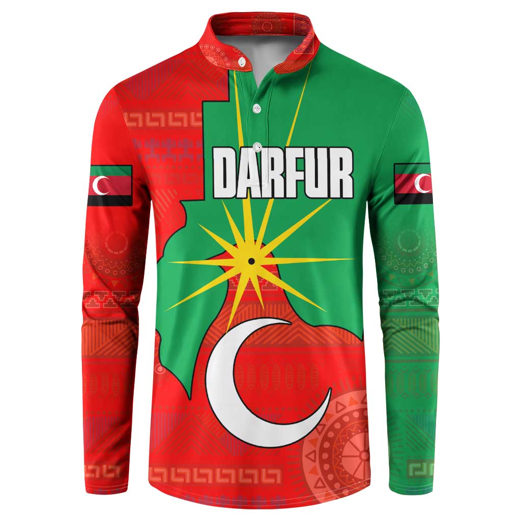 Darfur Sudan Button Sweatshirt with Red Green Yellow Crescent Star - Wonder Print Shop