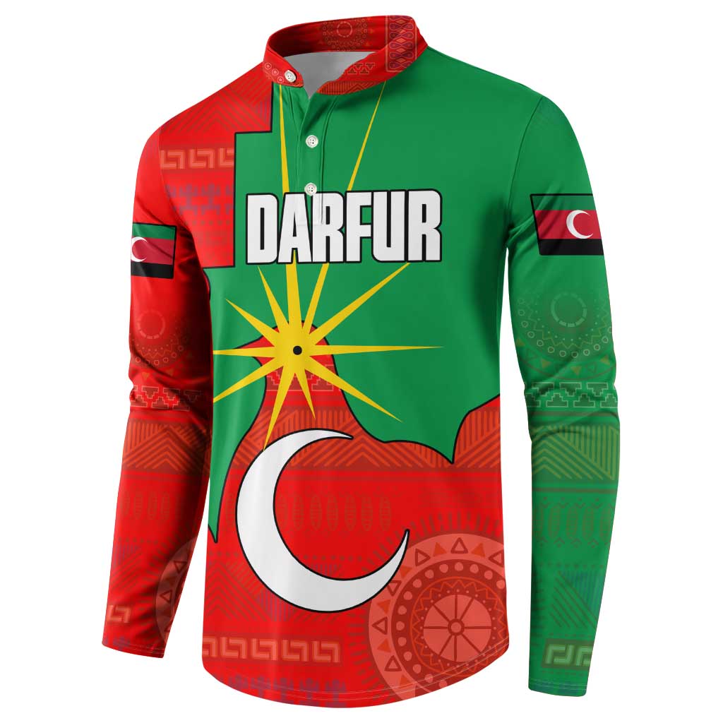 Darfur Sudan Button Sweatshirt with Red Green Yellow Crescent Star - Wonder Print Shop