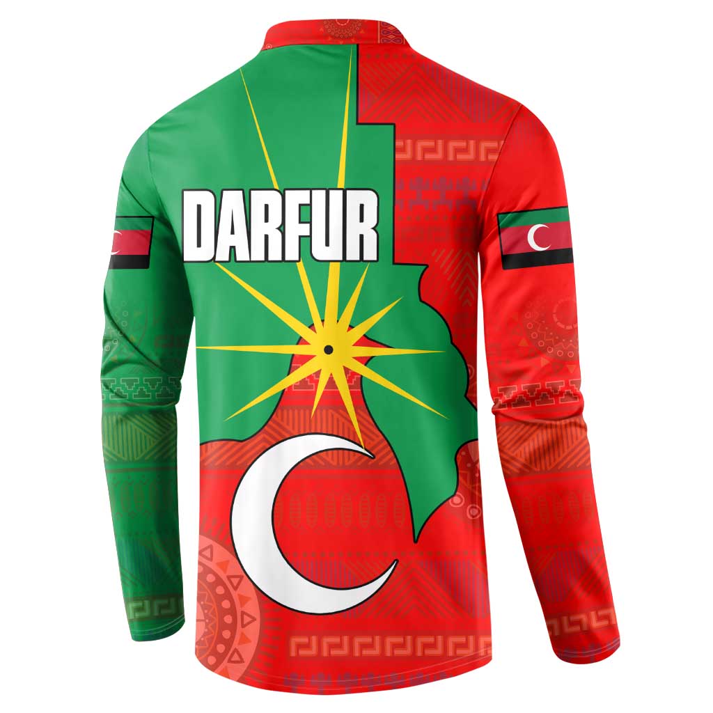 Darfur Sudan Button Sweatshirt with Red Green Yellow Crescent Star - Wonder Print Shop