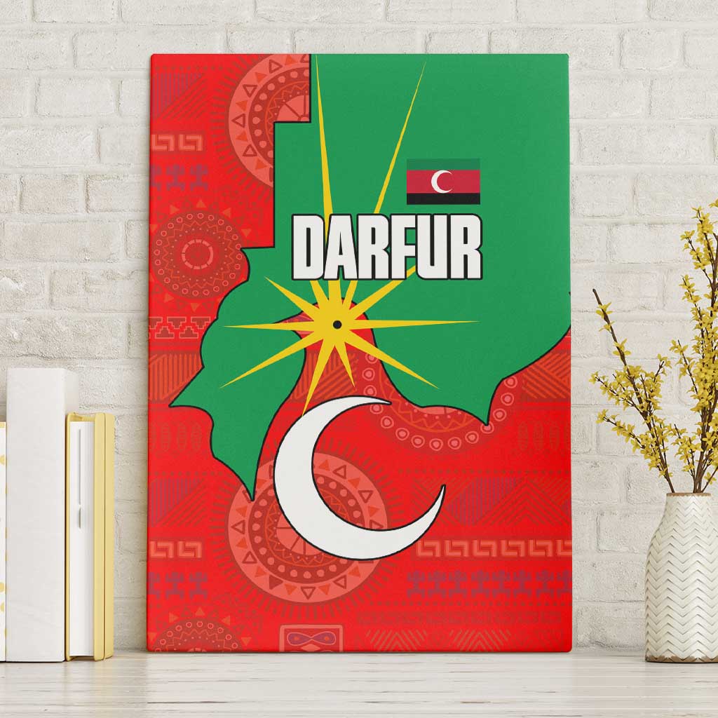 Darfur Sudan Canvas Wall Art with Red Green Yellow Crescent Star - Wonder Print Shop