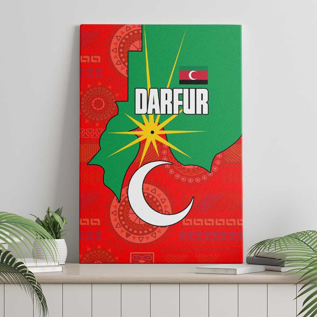 Darfur Sudan Canvas Wall Art with Red Green Yellow Crescent Star - Wonder Print Shop