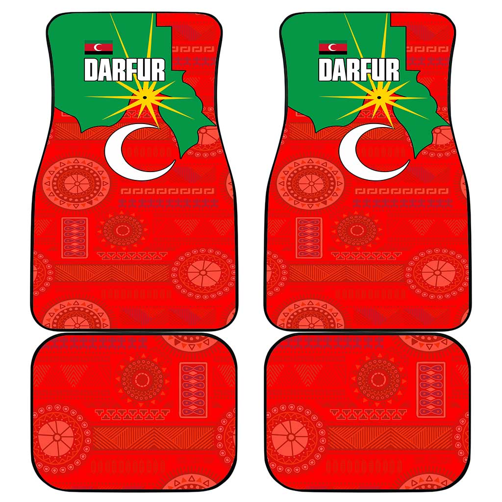 Darfur Sudan Car Mats with Red Green Yellow Crescent Star - Wonder Print Shop