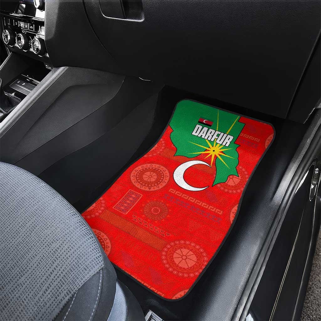 Darfur Sudan Car Mats with Red Green Yellow Crescent Star - Wonder Print Shop