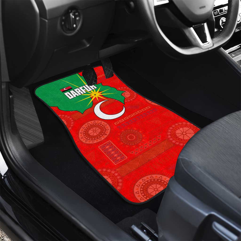 Darfur Sudan Car Mats with Red Green Yellow Crescent Star - Wonder Print Shop