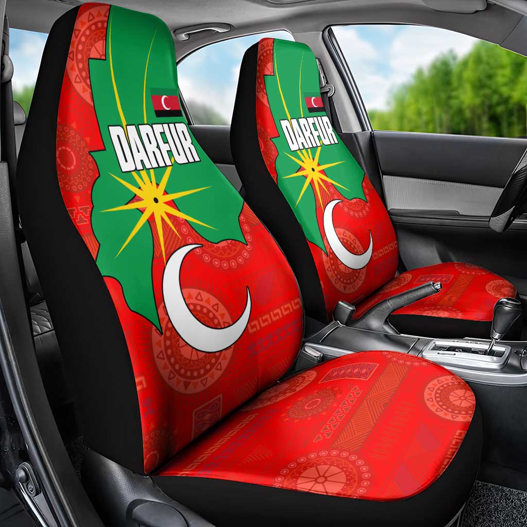Darfur Sudan Car Seat Cover with Red Green Yellow Crescent Star - Wonder Print Shop