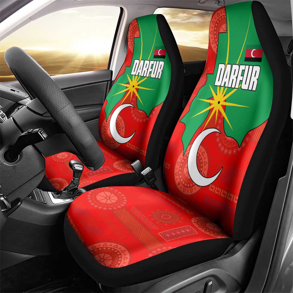 Darfur Sudan Car Seat Cover with Red Green Yellow Crescent Star - Wonder Print Shop