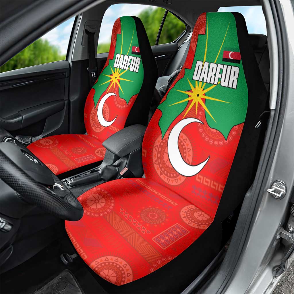 Darfur Sudan Car Seat Cover with Red Green Yellow Crescent Star - Wonder Print Shop