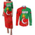 Darfur Sudan Couples Matching Puletasi and Long Sleeve Button Shirt with Red Green Yellow Crescent Star - Wonder Print Shop