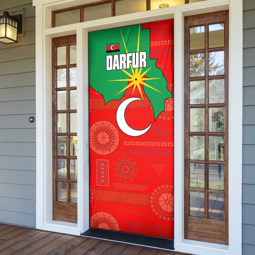Darfur Sudan Door Cover with Red Green Yellow Crescent Star - Wonder Print Shop
