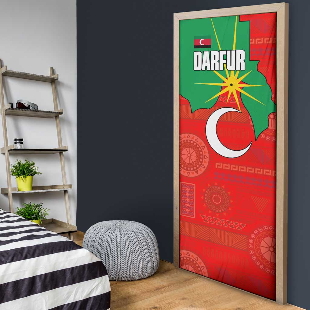 Darfur Sudan Door Cover with Red Green Yellow Crescent Star - Wonder Print Shop