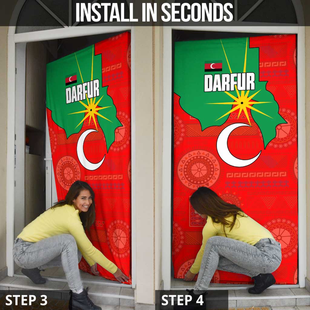 Darfur Sudan Door Cover with Red Green Yellow Crescent Star - Wonder Print Shop