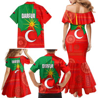 Darfur Sudan Family Matching Mermaid Dress and Hawaiian Shirt with Red Green Yellow Crescent Star - Wonder Print Shop