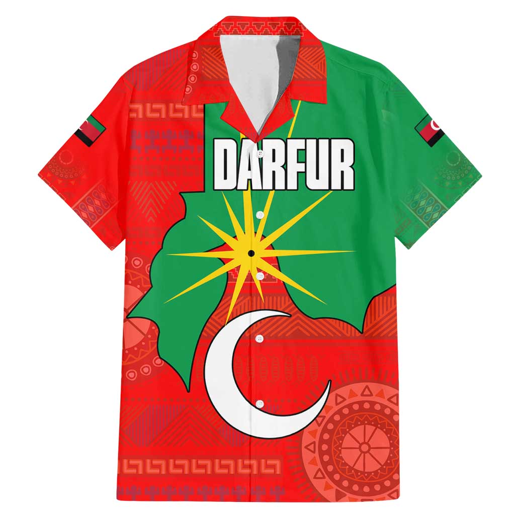 Darfur Sudan Family Matching Mermaid Dress and Hawaiian Shirt with Red Green Yellow Crescent Star - Wonder Print Shop