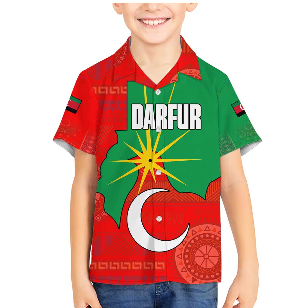 Darfur Sudan Family Matching Mermaid Dress and Hawaiian Shirt with Red Green Yellow Crescent Star - Wonder Print Shop