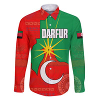 Darfur Sudan Family Matching Off Shoulder Short Dress and Hawaiian Shirt with Red Green Yellow Crescent Star - Wonder Print Shop