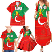 Darfur Sudan Family Matching Summer Maxi Dress and Hawaiian Shirt with Red Green Yellow Crescent Star - Wonder Print Shop
