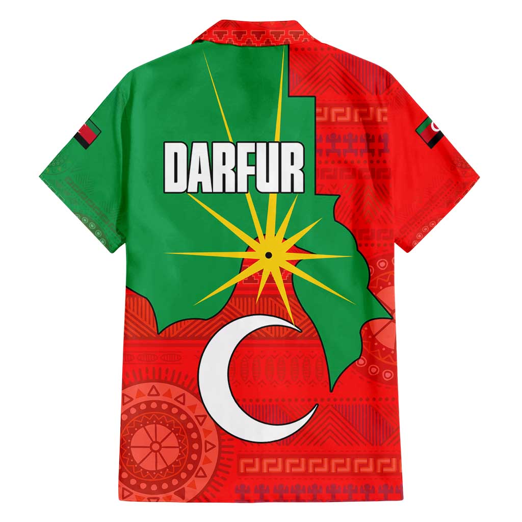 Darfur Sudan Family Matching Summer Maxi Dress and Hawaiian Shirt with Red Green Yellow Crescent Star - Wonder Print Shop
