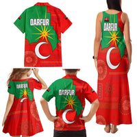 Darfur Sudan Family Matching Tank Maxi Dress and Hawaiian Shirt with Red Green Yellow Crescent Star - Wonder Print Shop