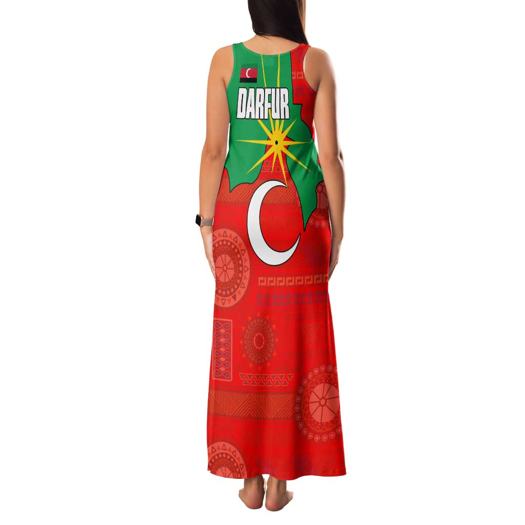 Darfur Sudan Family Matching Tank Maxi Dress and Hawaiian Shirt with Red Green Yellow Crescent Star - Wonder Print Shop