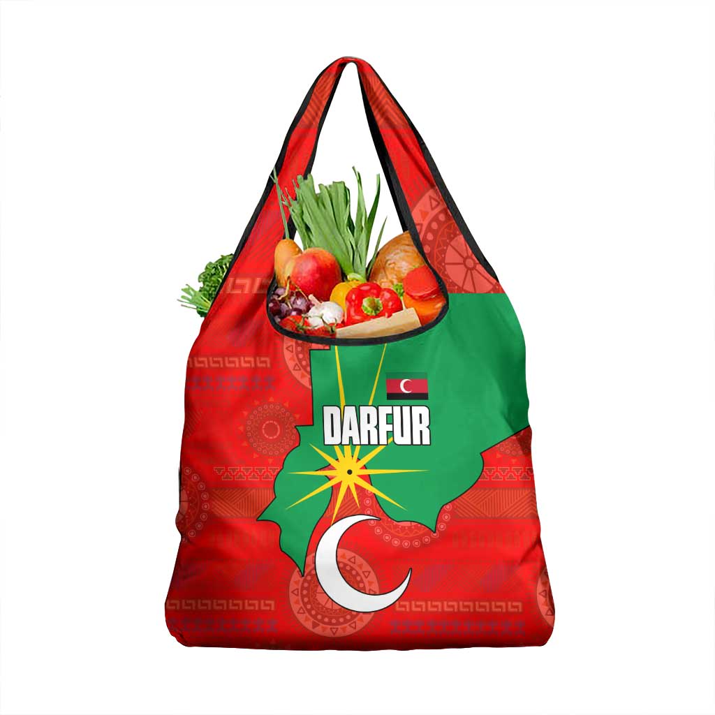 Darfur Sudan Grocery Bag with Red Green Yellow Crescent Star - Wonder Print Shop
