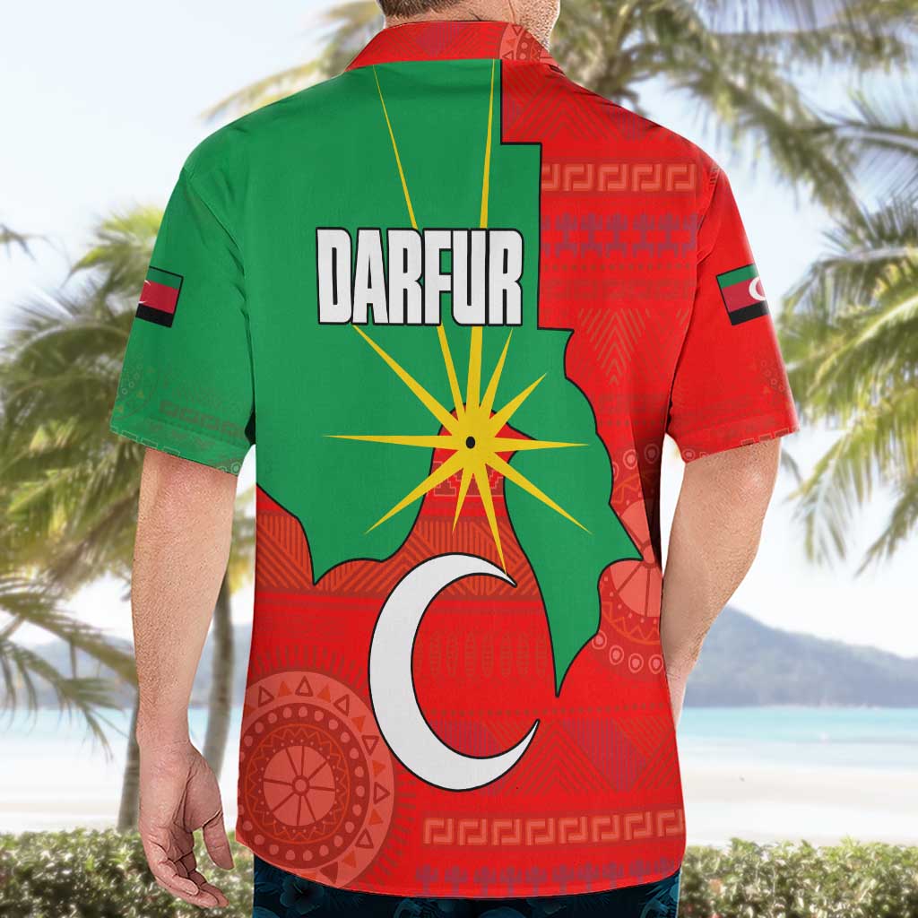 Darfur Sudan Hawaiian Shirt with Red Green Yellow Crescent Star - Wonder Print Shop
