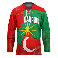 Darfur Sudan Hockey Jersey with Red Green Yellow Crescent Star - Wonder Print Shop