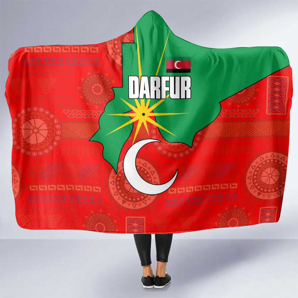 Darfur Sudan Hooded Blanket with Red Green Yellow Crescent Star - Wonder Print Shop