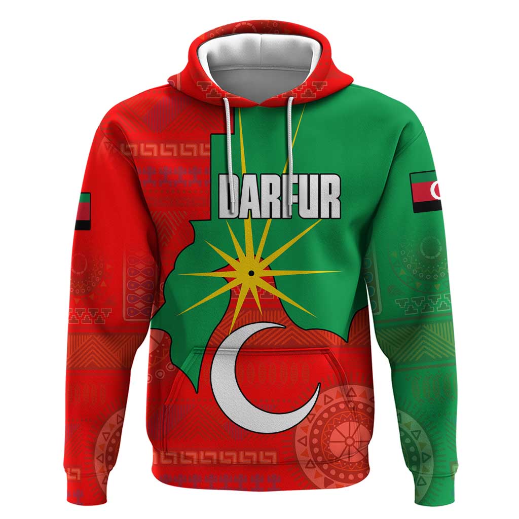 Darfur Sudan Hoodie with Red Green Yellow Crescent Star - Wonder Print Shop