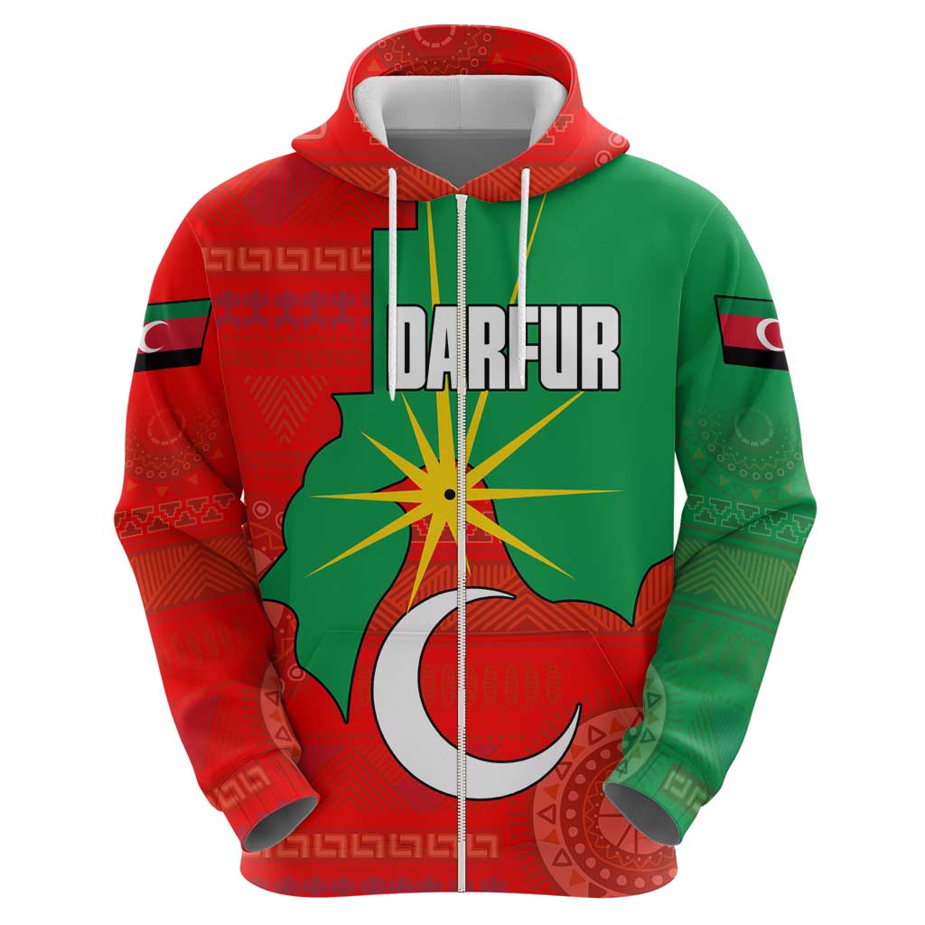 Darfur Sudan Hoodie with Red Green Yellow Crescent Star - Wonder Print Shop