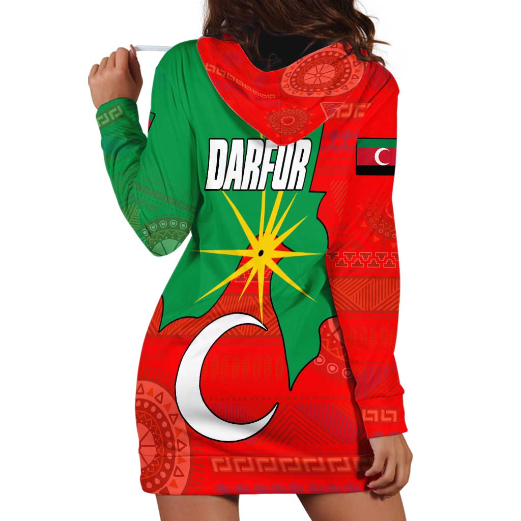 Darfur Sudan Hoodie Dress with Red Green Yellow Crescent Star - Wonder Print Shop